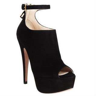 Women's Suede Flat High Heeled Buttons Fish Mouth Shoe