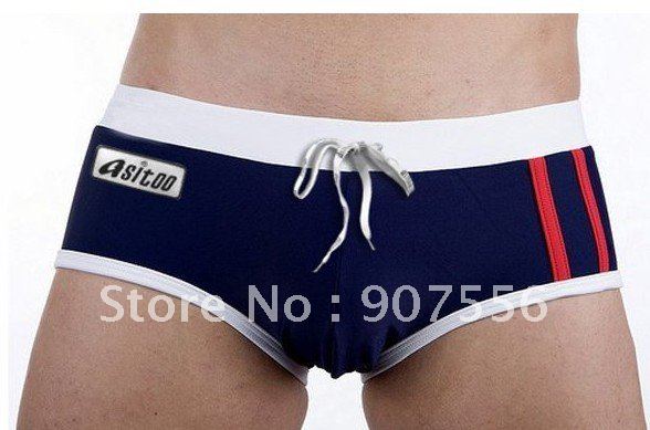 Black / White / Blue Men's Sexy Polyester Spandex Swimming Trunks