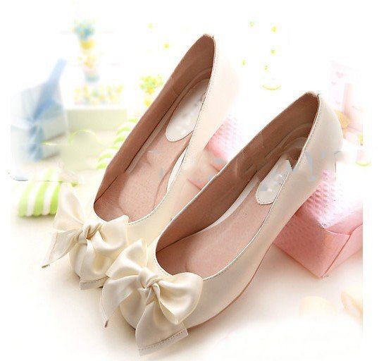Lovely Princess Full Color Plat with Big Bowknot Women's Bridal Shoes
