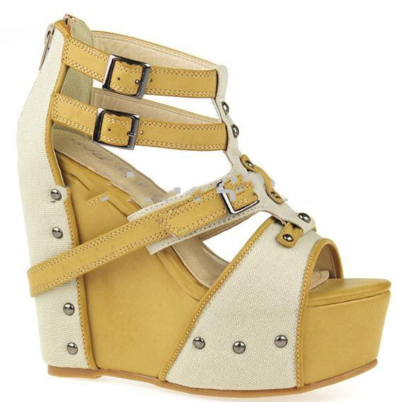 Denim Women's High-Heeled Platform Wedge Shoes