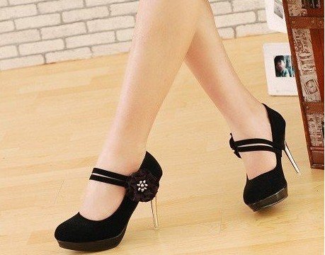 Double Buckles Big Flowers with High Water Table Women's Bridal Shoes