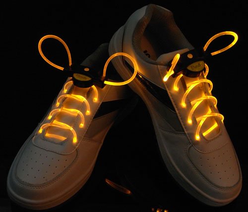 Yellow Light Up Flats Adjustable Flashing LED Shoelace