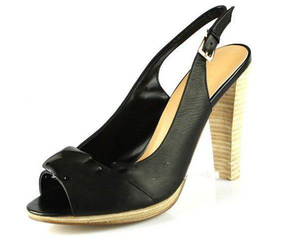 Luxury Designer Peep Toes Wodden Heel with Buckle Women's Bridal Shoes