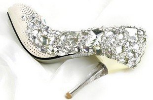 Sparkle Crystal Diamond Red High Heel Party Wedding Evening Shoes