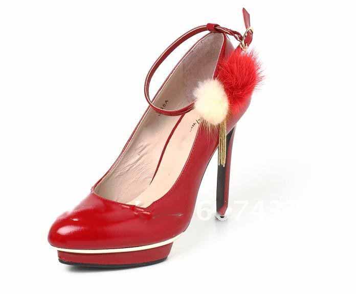 Platform Stilettos Heels with Buckle Unique Red Women's Bridal Shoes