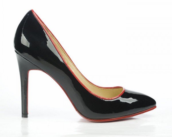 Sexy Black Patent Leather Women's High Heeled Bridal Shoes