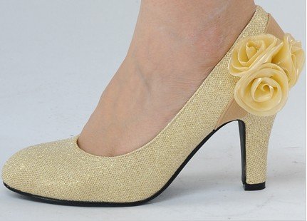 New Stylish High-heeled Wedding Red and Gold Bridal Shoes