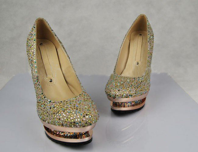 Sex Women's Dress High Heels Shoes Colorful Diamond