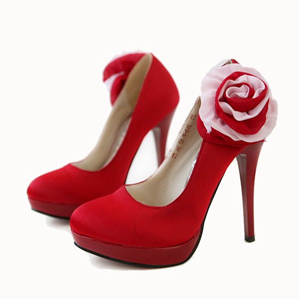 Genuine Leather Upper Stiletto Heel with Fashion Flower Dress Loafers