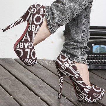 Sexy Printed High Heel Platform Fashion Brand Lady New Arrivals Dress Shoes