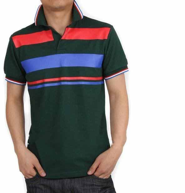 100% Cotton Unique Green Color Short Sleeves Men's Shirts