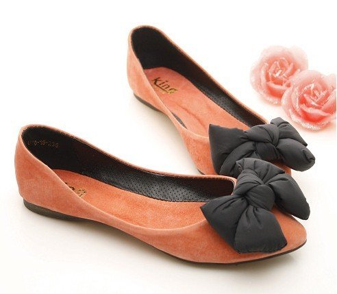 Fashion Orange Butterfly Flat  Women's Pointed Dress Shoes in Sweety Style