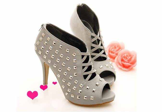 Sexy Leatherette Upper High Heel Shoes Women Nude Boots