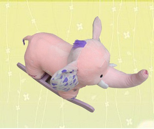 Fashion Pink Elephant Wooden Rocking Horse