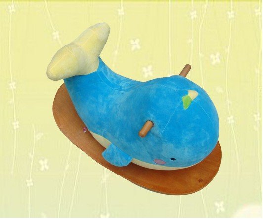 Fashion Blue Dolphin Wooden Rocking Horse