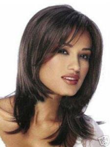 Stylish Health Medium Length Brown Color Synthetic Wigs