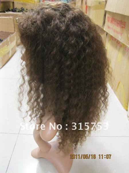 Light Brown 18 Inches Lady's Deep Wave Full Lace Wigs