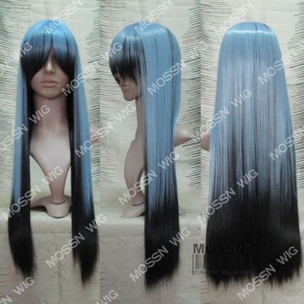 Heat Resistant Long Straight Blue Party Wigs