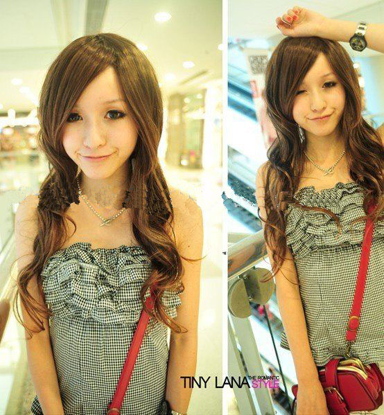 25.59 Inch Light Brown Lady's Long Full Lace Wigs