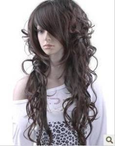 Sexy Long Hair Dark Brown Lady's Curly Synthetic Wigs
