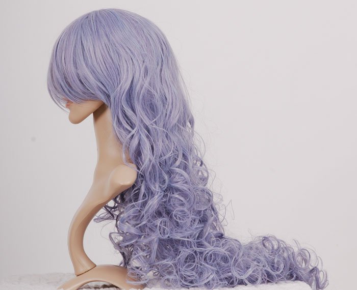 90cm Wavy Wigs 36inch Silver Grey Long Fringes Curly Cosplay Wig