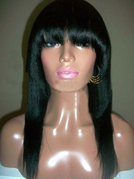 Jet Black Lady's Long Straight Free Style Full Lace Wigs
