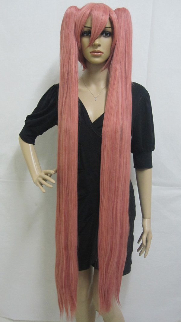 Pink Staright Clip On Ponytail Super Long Costume Wigs