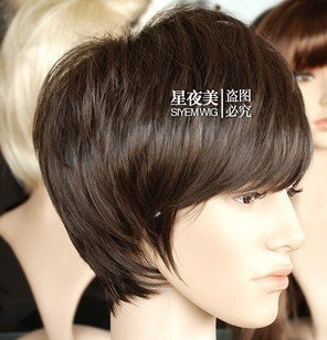Unisexual Style Short Hair Light Brown Full Lace Wigs