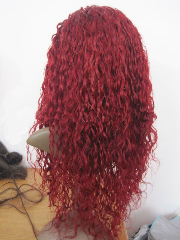20 Inch Red Curly Hair Lady's Long Full Lace Wigs
