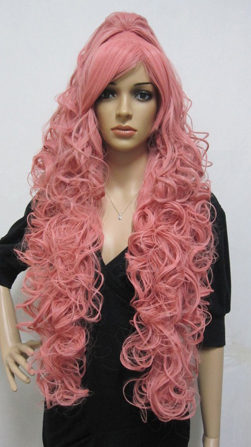 Pink Curly Long Style Ladies' Synthetic Hair Costume Wigs