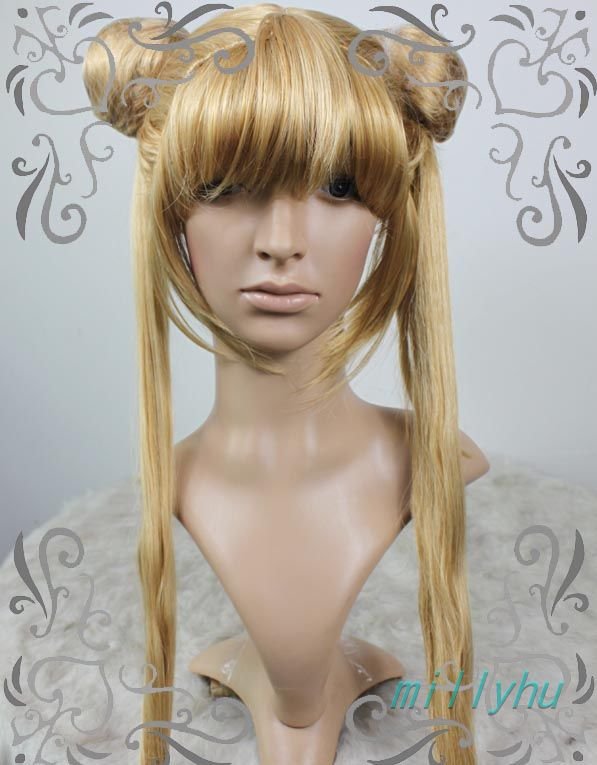 Blonde Sailor Moon Tsukino Usagi Long Length Sexy Cosplay Wigs