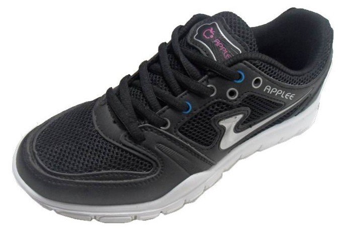 Black Leather Casual Basketball Sports Shoes For Women