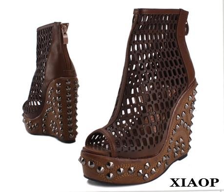 Brand Imported Patent PU Hotest Women Sexy High Heels Wedge Sandal Ankle Roma Boot Top Quality Factory Price