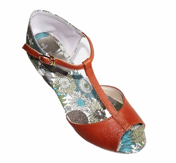 EVA & Leather Orange With Flowers Images On Women's Casual Shoes