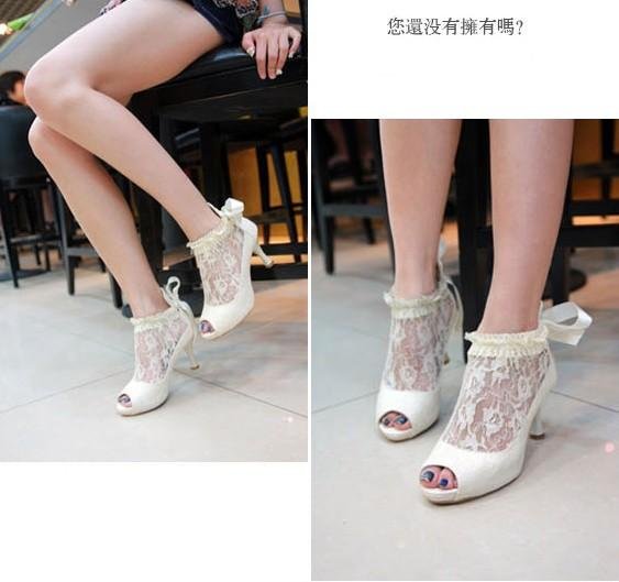Lace Face Sexy Bow Decoration Heeled Yuzui Sandals