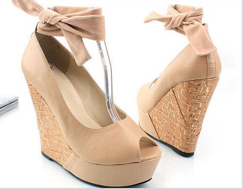 Lace Up Peep Toe Wedge Wedge Pumps Shoes Open Toe High Platform Sandals