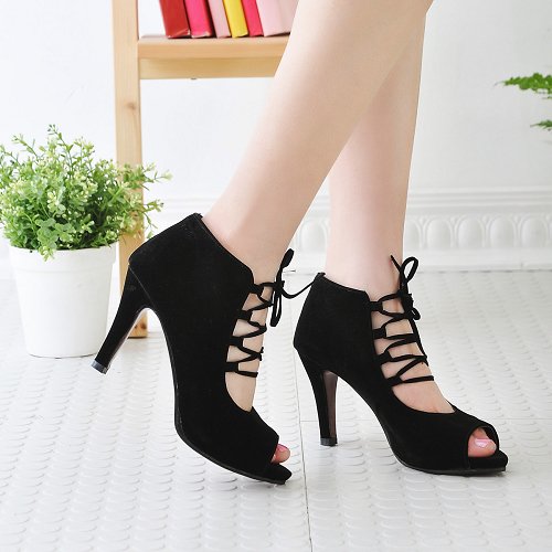 Plug Size Ladies High Heeled Thick Waterproof Fish Mouth Roman Shoes