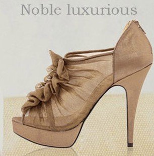 With Zipper Nylon & Lace High-heeled Women's Casual Shoes