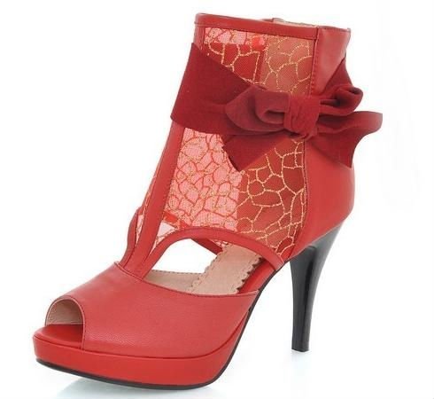 Genuine Leather & Lace Red With Zipper Women's Casual Shoes