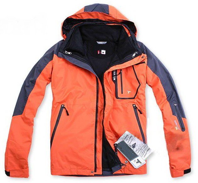 Orange Red Color Ski  Windbreaker Outerwear Style Men's Hoodies