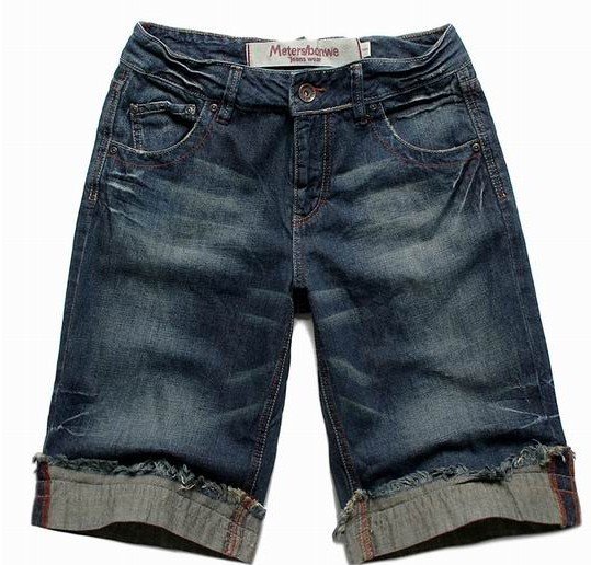 Frayed Style Denim Material Curling Summer Men's Shorts