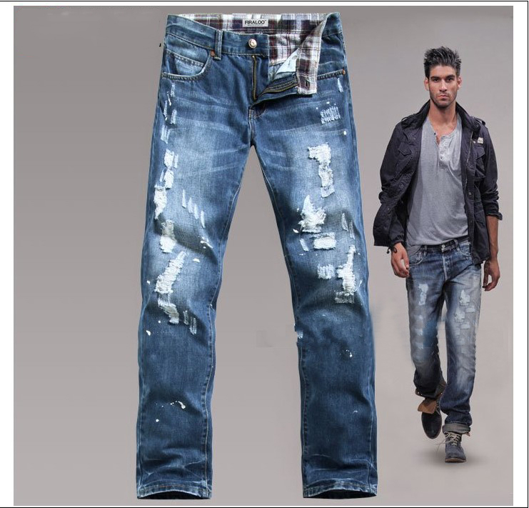 Hot Sale High Quality Men's Pure Cotton Sandblasted Summer Jeans