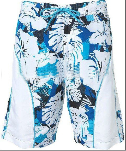 100% Polyester White Arch Back Swim Style Men's Shorts