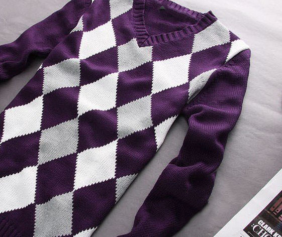 Men's Fashion Warm Slim V Neck Knit Long Sleeve Sweater