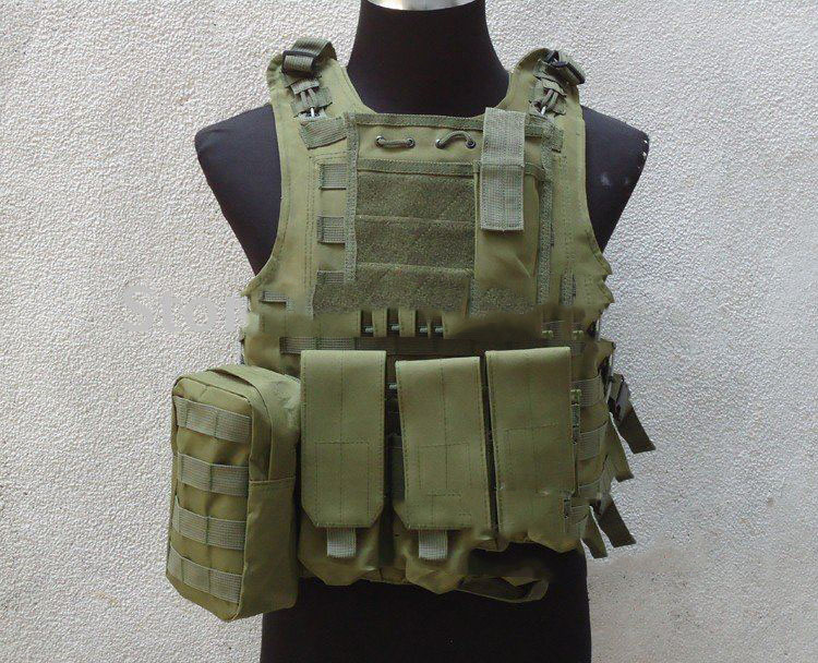 Army Green Sleeveless With Pockets Workwear