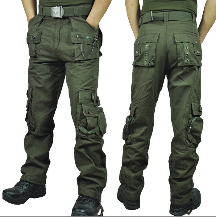 Men's Green Outdoor Military Wear-resisting Leisure Camouflage Hip-hop Trousers