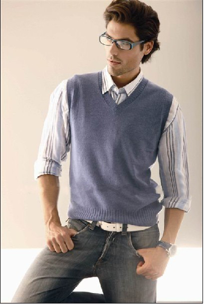 Men's 100% Cashmere V-neck Knitted Sleevelees Fashion Sweater