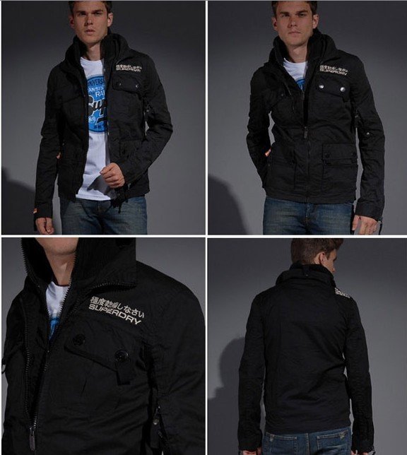 100% Polyester High Collar Dust & Hooded Men's Jacket