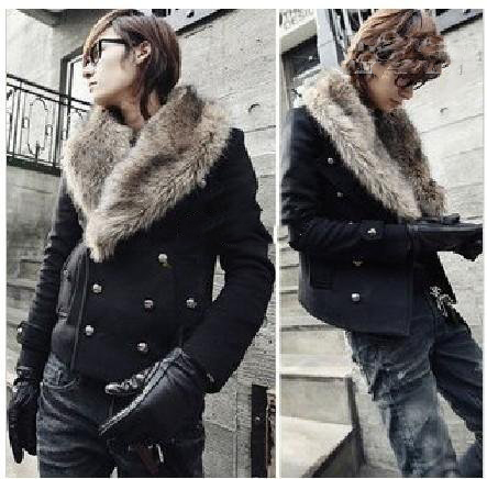 Windbreaker Style Long Sleeves Fur Collar Men's Sweatshirts