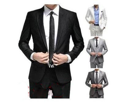 Cotton & Polyester Slim Style Korean Buckle Collar Leisure Suit